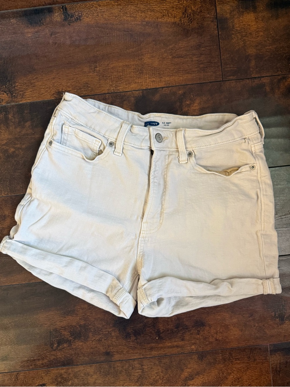 Old Navy Light Cream Denim Roll-Hem Shorts
